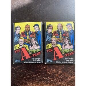 Topps "The A-Team" Sealed Wax Pack 2x 1983 Mr. T & Cast On Wrapper 10 Cards Pack